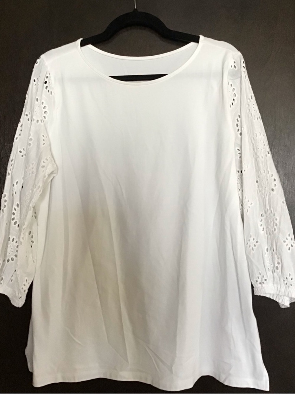 Belle by Kim Gravel White Eyelet Sleeve Tunic